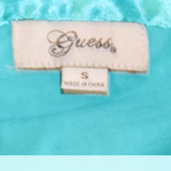 Guess Women Empire Cut Dress Turquoise Polka Dot V-Neck Sleeveless S - Picture 7 of 8